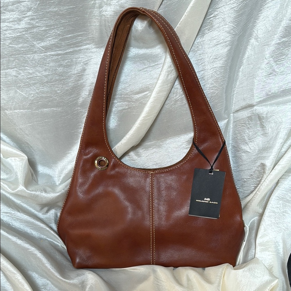 Brown All Leather Shoulder Bag